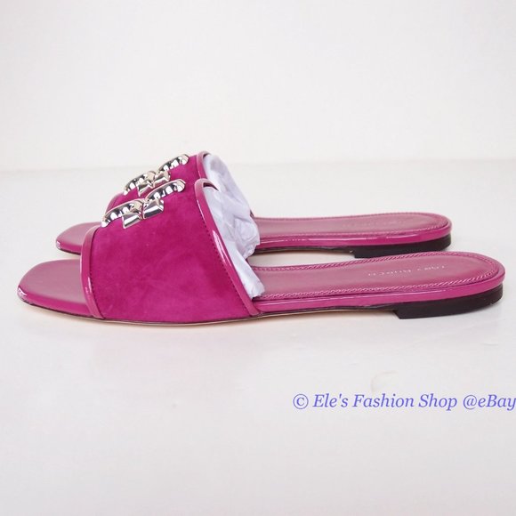NIB Tory Burch Eleanor Leather Slide Fuchsia Hot Pink US 8 8.5 9 9.5 10 AUTHENTC - Picture 11 of 16